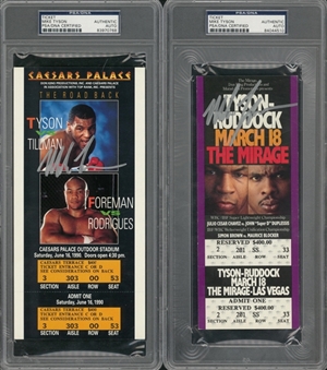 Lot of (2) Mike Tyson Signed Full Fight Tickets (PSA/DNA)